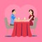 Cartoon Loving Couple in a Cafe Concept for Ad. Vector