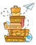 Cartoon luggage for traveling. Illustration for travel agencies. A lot of luggage lying on top of each other. Drawing