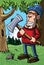 Cartoon lumberjack holding an axe