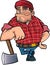 Cartoon lumberjack holding an axe