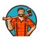 Cartoon lumberjack holding axe. Vector illustration