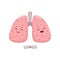 Cartoon lungs human body organ character, anatomy