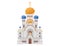 Cartoon luxury church with gold and blue domes