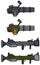 Cartoon machine guns and bazooka vector icons