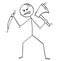 Cartoon of Mad Killer or Murderer With Axe and Knife