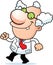 Cartoon Mad Scientist Walking