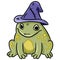 Cartoon magic toad with witch hat colorful doodle