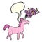 cartoon magical unicorn with speech bubble