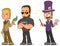 Cartoon magician and security characters set
