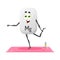 Cartoon magnesium mineral character on yoga class