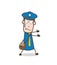 Cartoon Mailman Character Trying to Pull Vector Concept