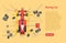 Cartoon Maintenance Racing Car Card Poster. Vector