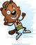 Cartoon Male Beaver Scout Jumping