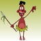 Cartoon male black Papuan aborigine with a spear