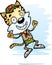 Cartoon Male Bobcat Scout Jumping