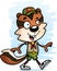 Cartoon Male Chipmunk Scout Walking