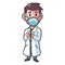 Cartoon male doctor using a mask