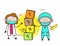 Cartoon Male and Female Surgeon with Blocks Banner Vector