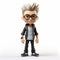 Cartoon Male Figurine On White Background With Spiky Hairstyle