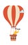 Cartoon male flying in hot air balloon vector flat illustration