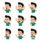 Cartoon male nurse faces showing different emotions