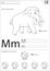 Cartoon mammoth and mushroom. Alphabet tracing worksheet: writing A-Z and educational game for kids