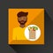 Cartoon man afroamerican with shop bag healthy food