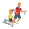 Cartoon Man Boy Running Family Sport Activity