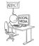 Cartoon of Man or Businessman Addicted to Social Media Holding Addict Sign