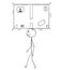 Cartoon of Man or Businessman Balancing Big Cardboard Paper Box on Head