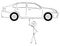 Cartoon of Man or Businessman Balancing Car on One Finger