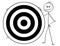 Cartoon of Man or Businessman and Big Dartboard Target