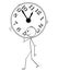 Cartoon of Man or Businessman Carry Big Wall Clock