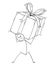 Cartoon of Man or Businessman Carry Large Gift Box Present in Wrap