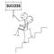 Cartoon of Man or Businessman Carrying Another Man or Boss With Success Sign Upstairs