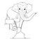 Cartoon of Man or Businessman Carrying Elephant on His Back and Holding Empty Sign