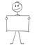 Cartoon of Man or Businessman Holding Empty or Blank Sign