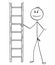 Cartoon of Man or Businessman Holding Small Ladder