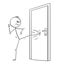 Cartoon of Man or Businessman Kicking the Locked Door