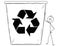 Cartoon of Man or Businessman Leaning on Big Recycle Bin