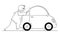 Cartoon of Man or Businessman Pushing Broken Car