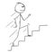 Cartoon of Man or Businessman Running Up Stairs or Staircase