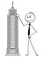 Cartoon of Man or Businessman Standing With Skyscraper Building Model