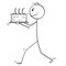 Cartoon of Man or Businessman Walking With Birthday Cake