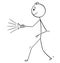 Cartoon of Man or Businessman Walking with Torch or Flashlight