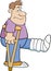 Cartoon man on crutches