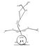 Cartoon of Man Doing Handstand on His Head
