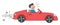 Cartoon man driving luxury convertible car, vector illustration