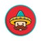 Cartoon man face with sombrero