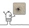 Cartoon man frightened with a spider